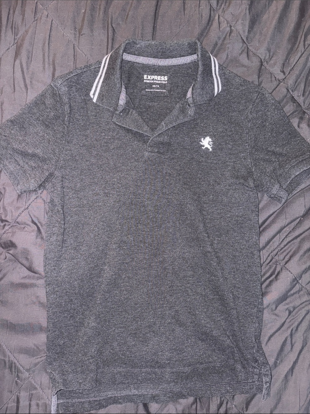Express Charcoal Grey Polo with Striped Collar